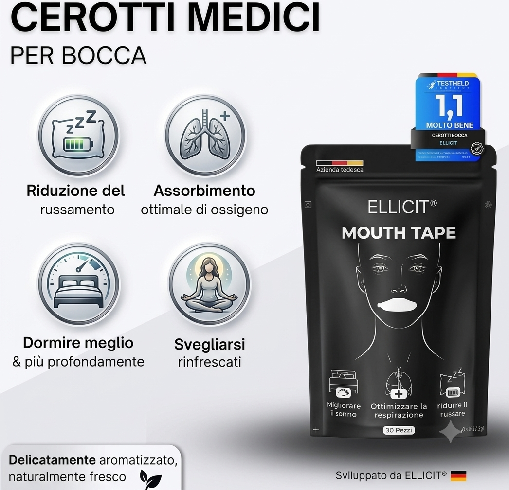 Ellicit™ Premium Sleep Mouth Tape – 95% Natural Cotton Anti-Snoring Strips for Better Nasal Breathing & Restful Sleep (30 Pack)