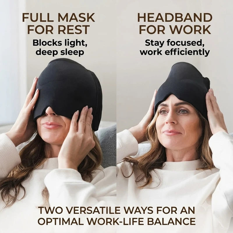 Single-Sided Gel Ice Cap for Headache Relief Migraine Relief Hat Wearable Cold Compress Eye Mask for Tension Pain Relief