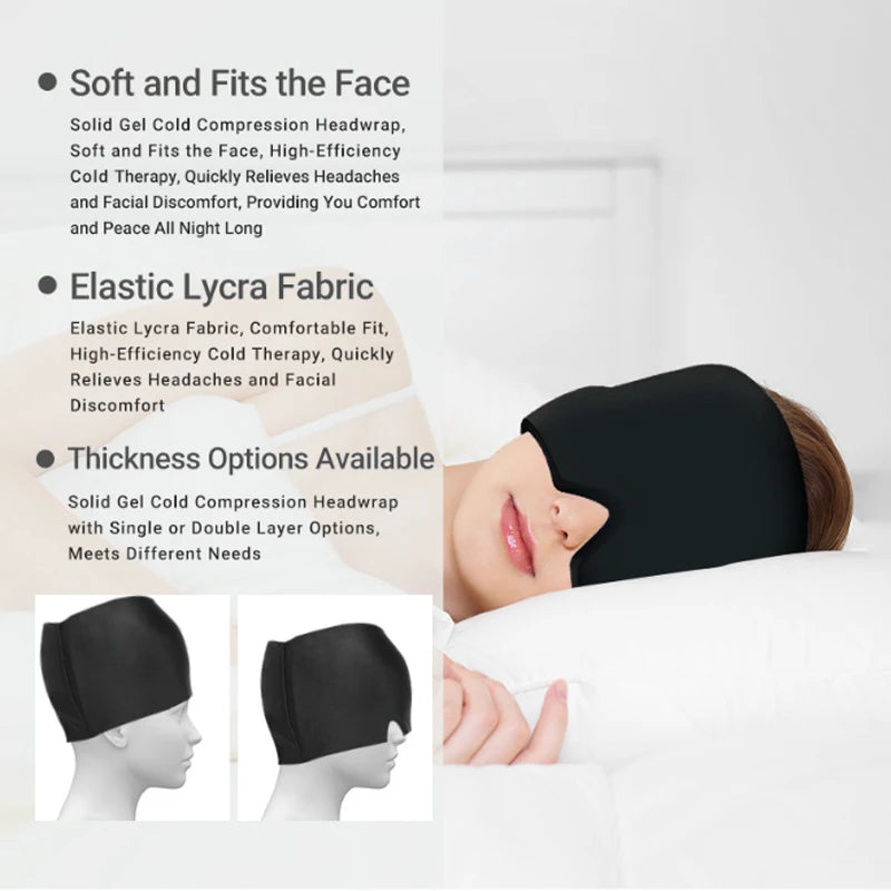 Single-Sided Gel Ice Cap for Headache Relief Migraine Relief Hat Wearable Cold Compress Eye Mask for Tension Pain Relief